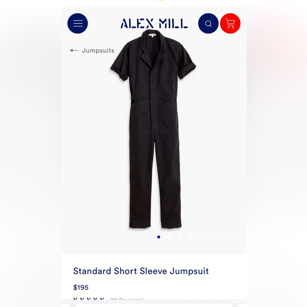 Alex Mill, Standard Jumpsuit with Short Sleeves, Small, Black, Button down